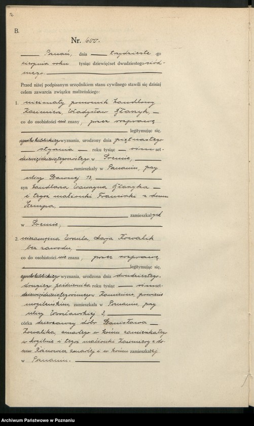 Obraz 14 z jednostki "Księga miejscowa małżeństw tom III [Rejestr główny małżeństw]"