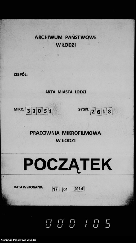Obraz 1 z jednostki "Delo Lodzinskago Gorodovago Magistrata v mestom otdelenji Pol´skago Banka na tekuščij šcet gorodskich i depozitnych summ"