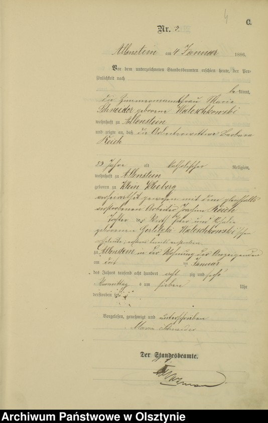 image.from.unit.number "Sterbe-Haupt-Register Tom I, Nr 1 - 254"