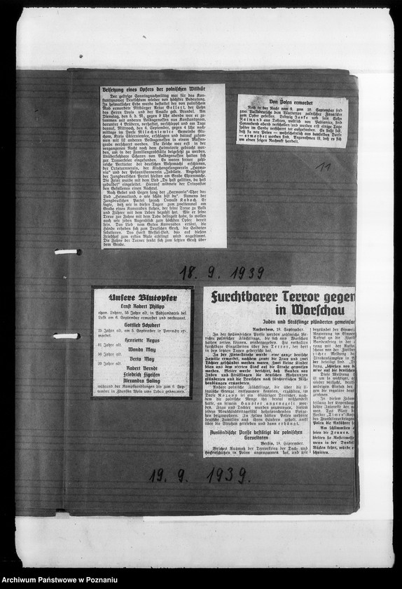 image.from.unit.number "Zweigstelle Litzmannstadt (Łódź). Zeitungsansschnitte, Berichte über Verschleppungen und Todesanzeigen"