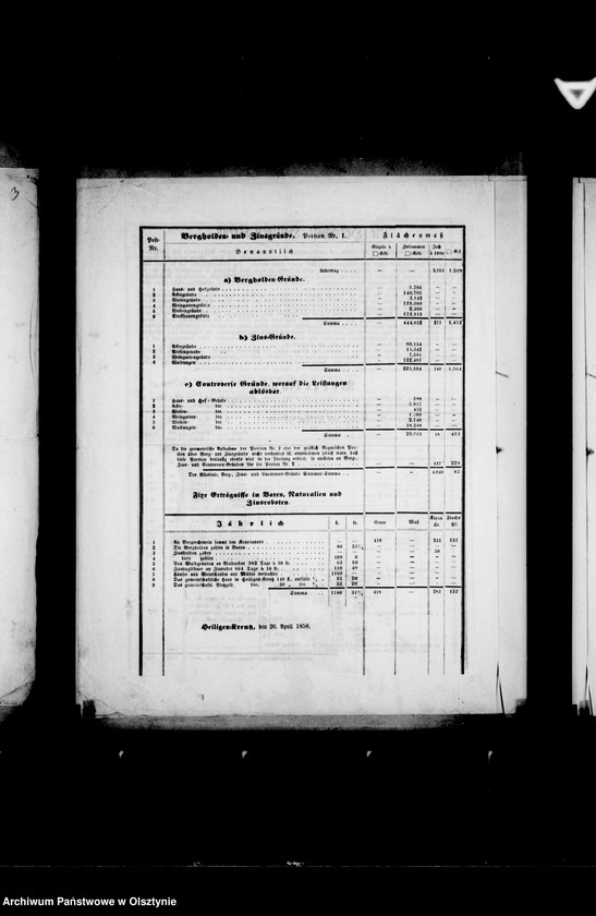 image.from.unit.number "Verzeichniss der Areal- extension der Henriette Schlippenbach- Sermageschen Güter "Heiligen- Kreutz" in Kroatien mit den jährlichen fixen Erträgen"