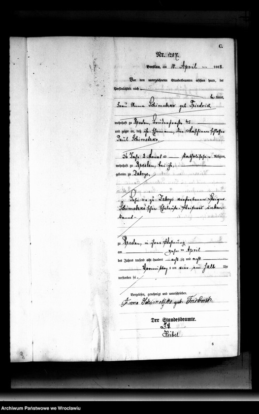 image.from.unit.number "Sterbe-Haupt-Register Breslau II 1888 Band 4"