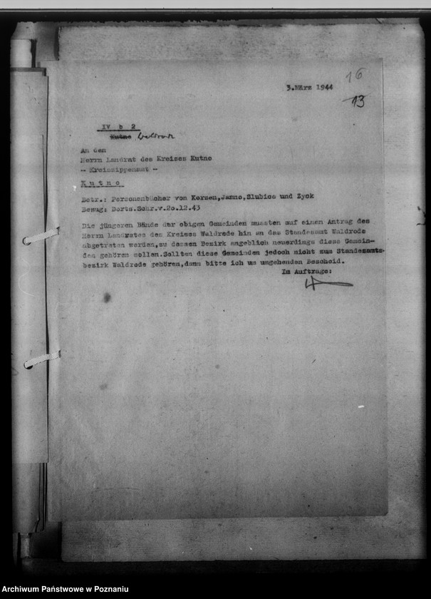 Obraz 20 z jednostki "[Korespondencja w sprawach organizacyjnych, sprawozdanie z działalności], Kreissippenamt Waldrode [Gostynin, województwo warszawskie]"