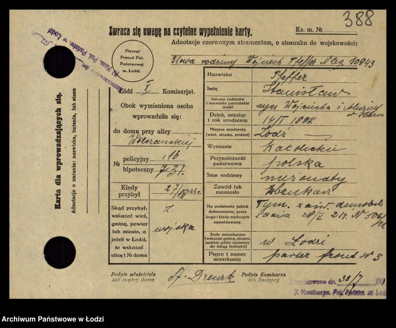 Obraz 7 z jednostki "[Spis ludności Łodzi] Fanelska - Fefer"