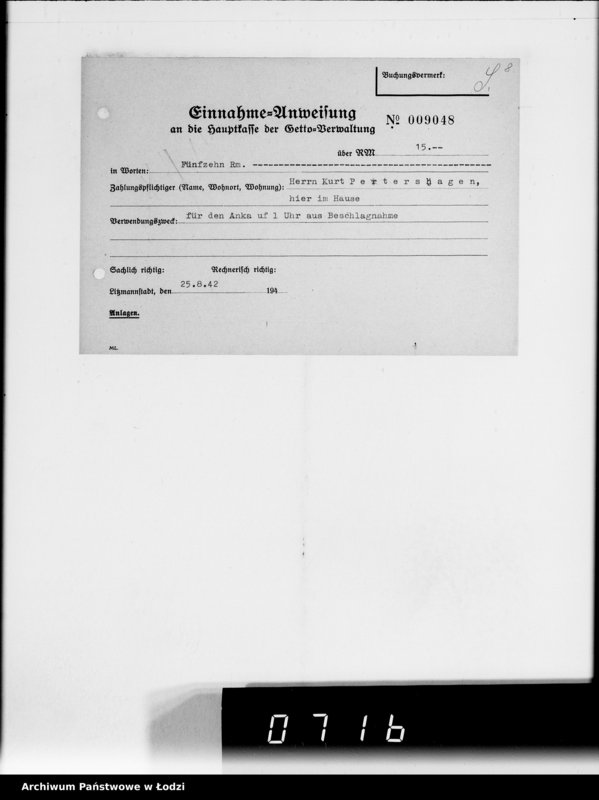 Obraz 12 z jednostki "Einnahme Anweisungen Sonderkonto"