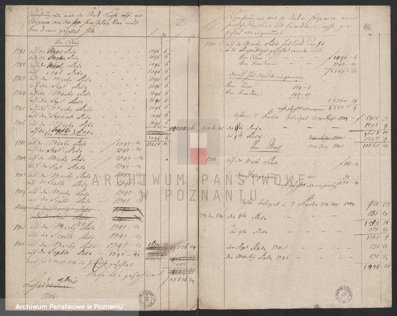 Obraz 19 z jednostki "Berechnung wieveil die Stadt Lissa an Czopowe vor das herrschaftliche Bier und Branntwein gezahlt hat; język niemiecki"