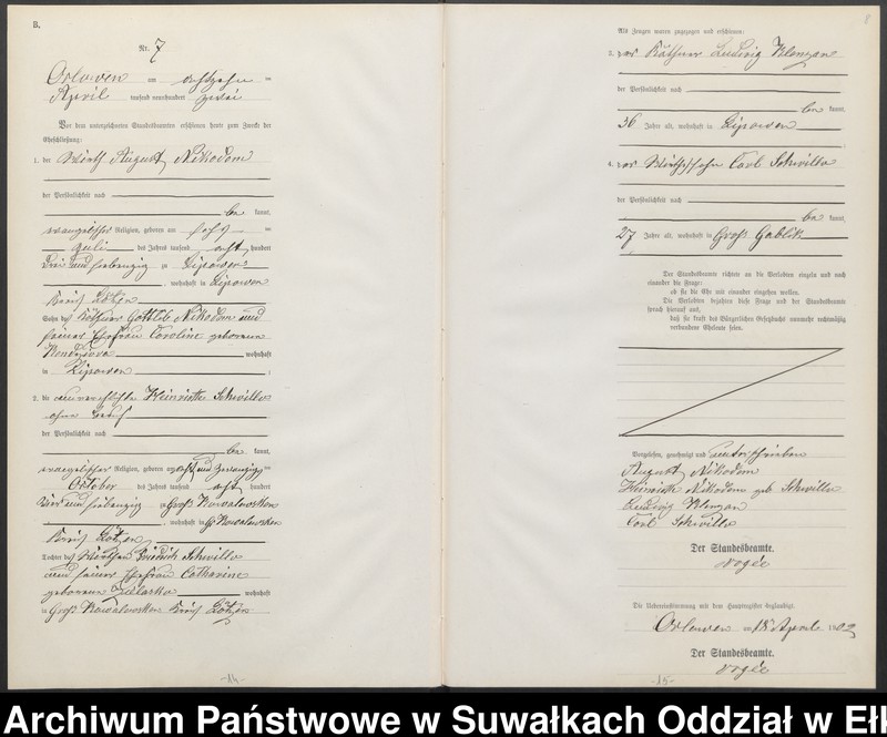 image.from.unit.number "Heiraths-Neben-Register des Preussischen Standes-Amtes Orlowen Kreis Lötzen"
