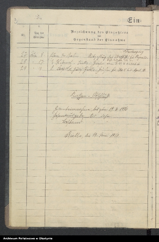 image.from.unit.number "Tagebuch der Kirchen Kasse zu Bialla"