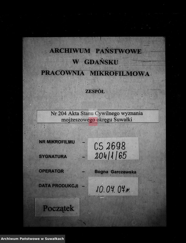 image.from.unit.number "[Księga akta urodzeń, małzeństw i zgonów wyznania mojżeszowego okręgu bożniczego w Suwałkach]"
