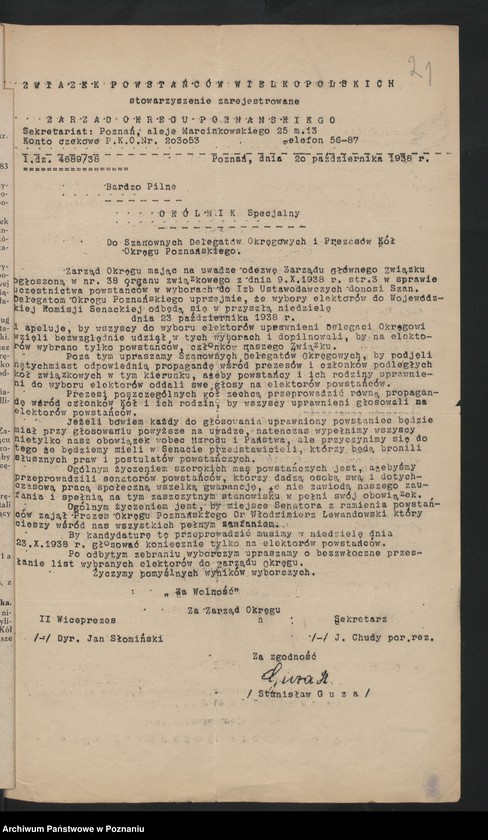 image.from.unit.number "Okólniki i zarządzenia Zarządu Głównego i Okręgu Związku Powstańców Wielkopolskich."