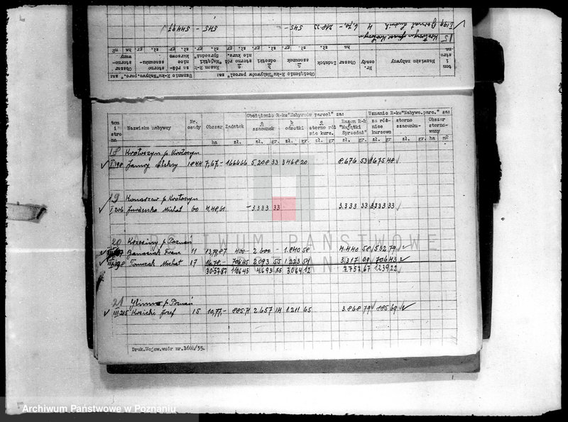 Obraz 15 z jednostki "Obciążenia rachunku nabywców parcel za szacunki /osady markowe/"