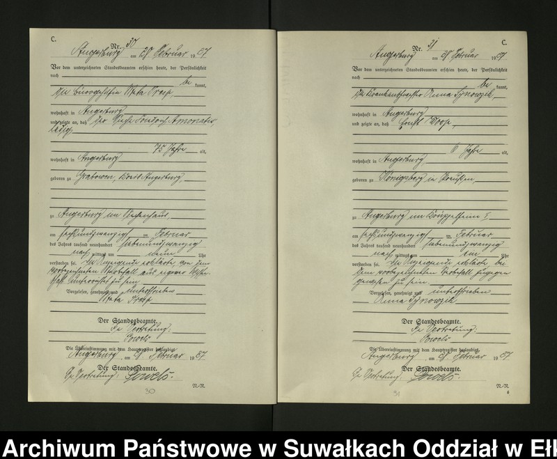 image.from.unit.number "C2. Sterbe = Register (Neben = Register) Standesamt Angerburg einschl. d. Standesamtsbez. Gr. Strengeln, Kehlen und Prinowen]"