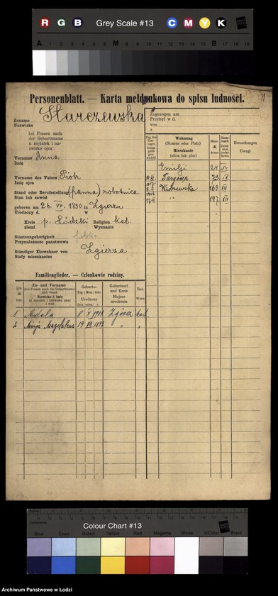 Obraz 3 z jednostki "[Spis ludności Łodzi] Starczewska-Stasiak"