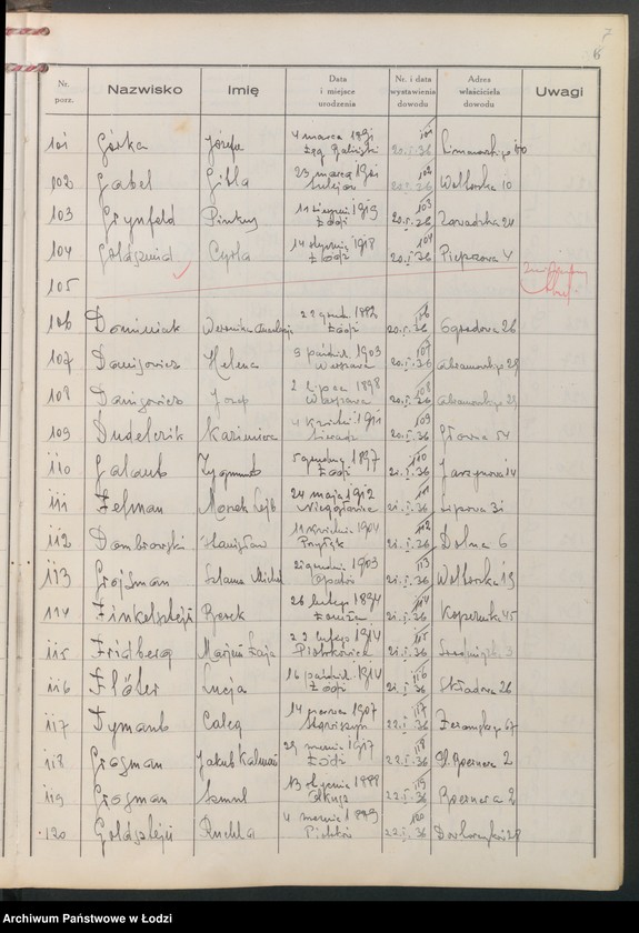 image.from.unit.number "Ewidencja dowodów osobistych wydanych przez Zarząd Miejski w Łodzi, zespół nr 2 [- nazwiska na litery D, F, G]"