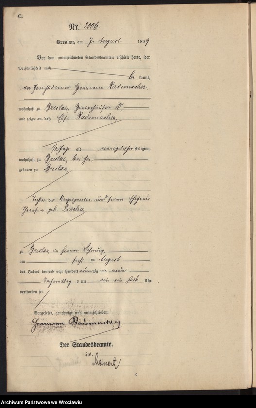 image.from.unit.number "Sterbe-Haupt-Register Breslau I 1899 Band 6"