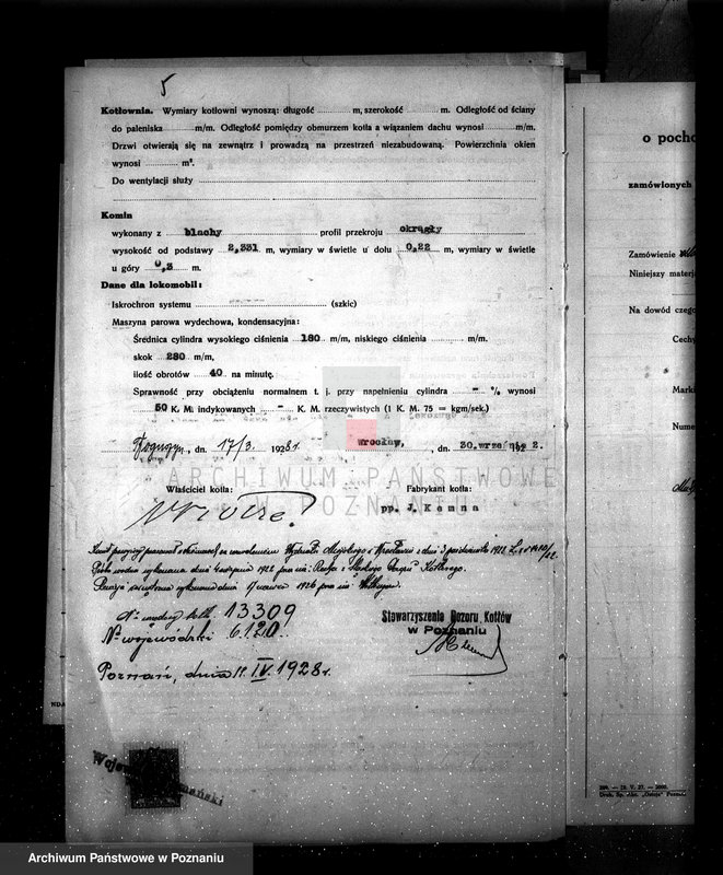 Obraz 9 z jednostki "Gorzelnia rolnicza w Boguszynie pow. jarociński własność Jouanne nr fabr. 173, nr woj. 3726"