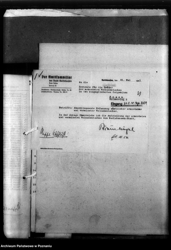 Obraz 8 z jednostki "Kreis Kosten (Kościan). Zgłoszenia zmarłych i zaginionych miejscowych Niemców w 1939 roku"