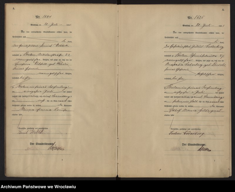 image.from.unit.number "Geburts-Neben-Register Breslau I 1891 Band 5"