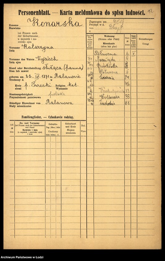 Obraz 14 z jednostki "[Spis ludności Łodzi] Konalska - Konga"