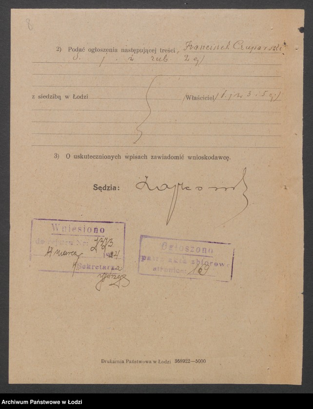 Obraz 10 z jednostki "Franciszek Czuparski- sprzedaz gazet, kalendarzy i starego papieru"