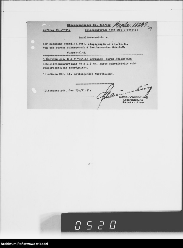 Obraz 14 z jednostki "Diverse Sch-Z [rachunki za dostawy towarów spoza Getta]"