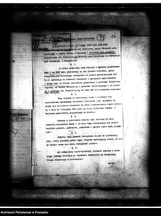 Obraz 20 z jednostki "Uregulowanie w myśl przepisów ustawy z 18.III.1932 r. prawa własności gruntów nabytych w drodze parcelacji majątku Kozanki-Podleśne powiatu tureckiego"