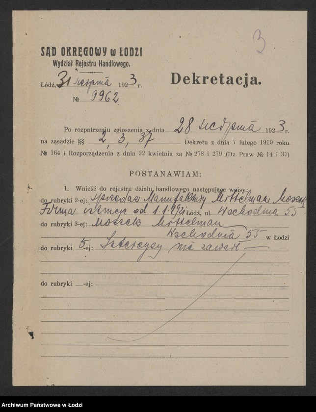 Obraz 5 z jednostki "Moszek Mittelman – sprzedaż manufaktury"