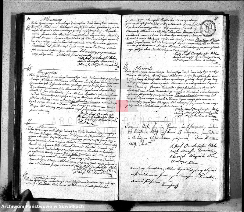image.from.unit.number "Akta zejścia gminy święto jeziorskiey, powiatu seyneńskiego, w departamencie łomżyńskim od dnia pierwszego maia roku tysiąc osiemset ósmego"