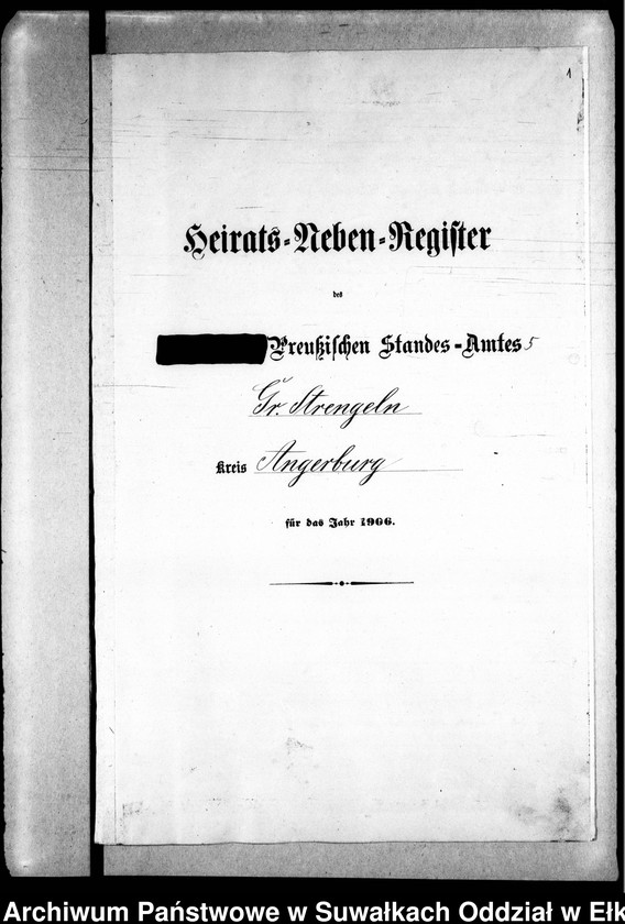 image.from.unit.number "Heirats-Neben-Register des Preussischen Standes-Amtes Gr. Strengeln Kreis Angerburg"