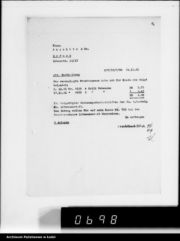 Obraz 20 z jednostki "Frachten Belastungen"