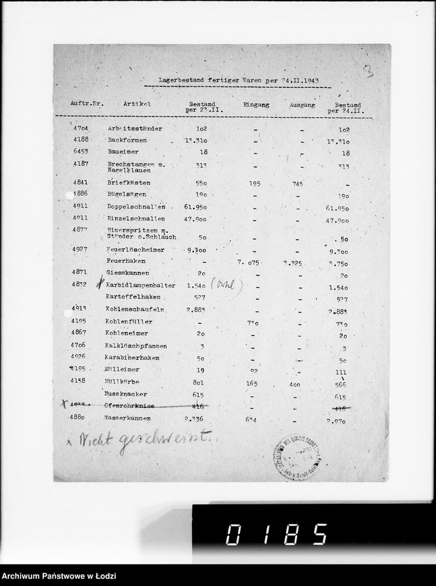 Obraz 7 z jednostki "Lager.Bestandsmeldungen"
