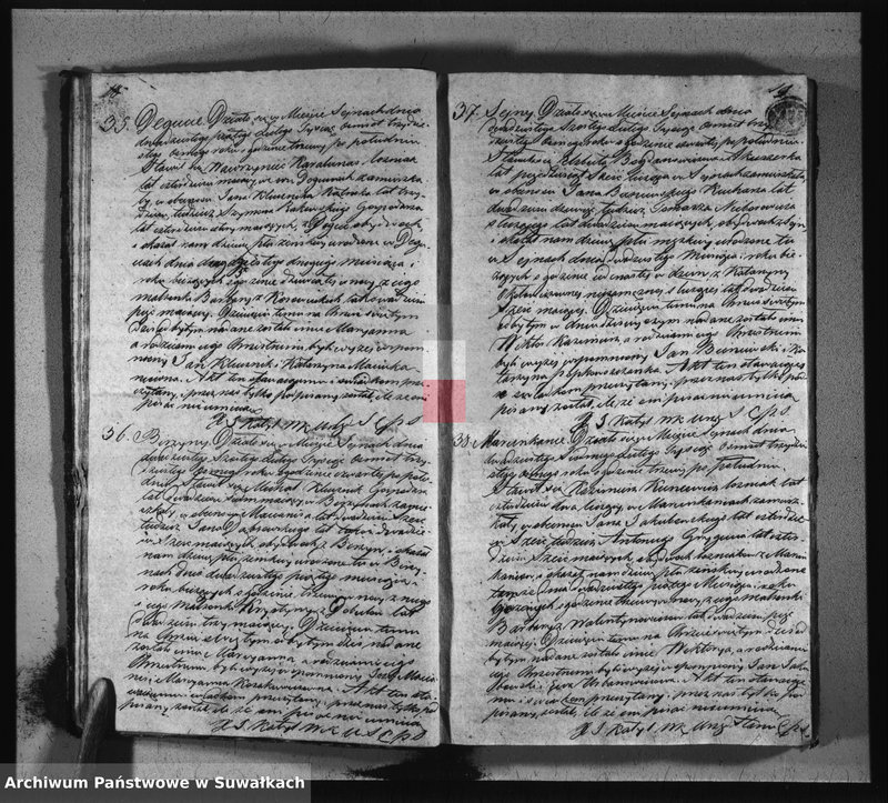 image.from.unit.number "Księga duplikat akt urodzonych, zaślubionych i umarłych w parafii sejneńskiey w roku 1838"