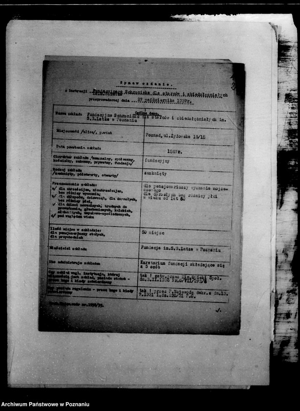 Obraz 6 z jednostki "/Sprawozdanie z lustracji zakładów opiekuńczych/"