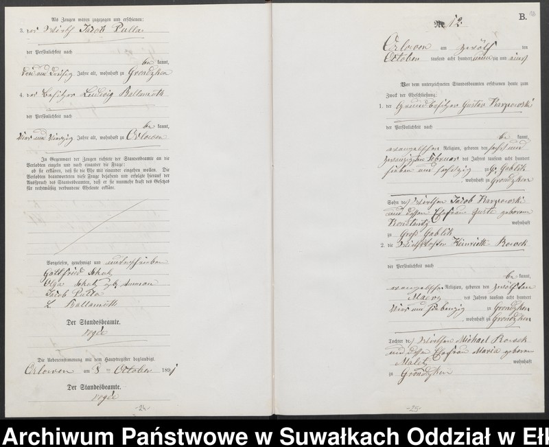 image.from.unit.number "Heiraths-Neben-Register des Preussischen Standes-Amtes Orlowen Kreis Loetzen für das Jahr 1891"