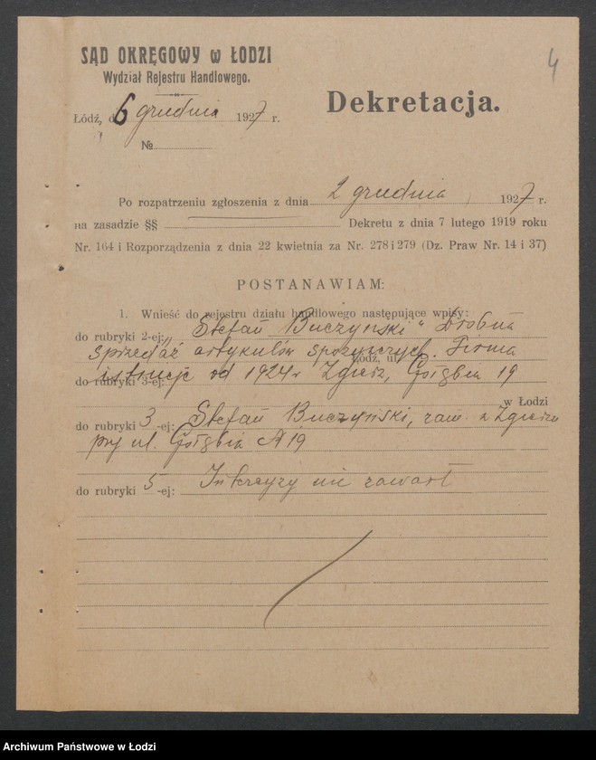 Obraz 6 z jednostki "Stefan Buczyński- drobna sprzedaż artykułów spożywczych w Zgierzu"