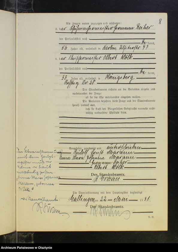 image.from.unit.number "Heirats-Neben-Register Nr 1 - 19 [ Księga małżeństw - wtóropis ]"