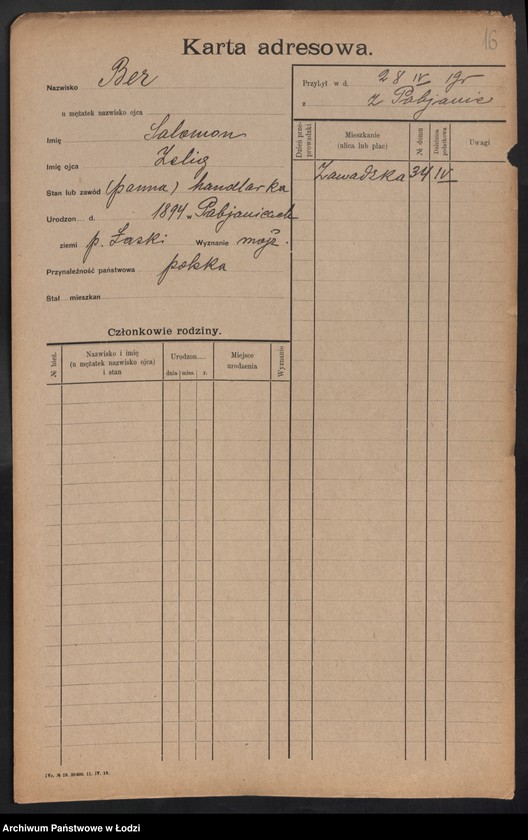 Obraz 18 z jednostki "[Spis ludności Łodzi] Ber - Behr"