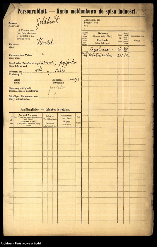 Obraz 5 z jednostki "[Spis ludności Łodzi] Goldberszt - Goldkrant"