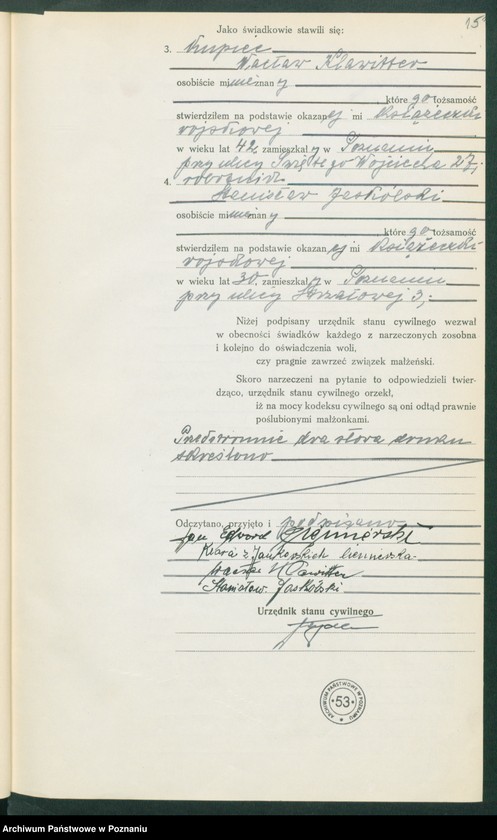 Obraz 17 z jednostki "Księga miejscowa małżeństw tom V [Rejestr główny małżeństw]"
