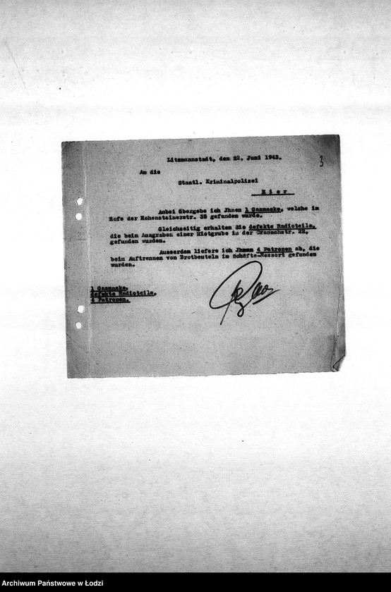 Obraz 6 z jednostki "[Korespondencja Komendy z policją niemiecką oraz rewirami gettowymi na temat różnych wydarzeń w getcie]"