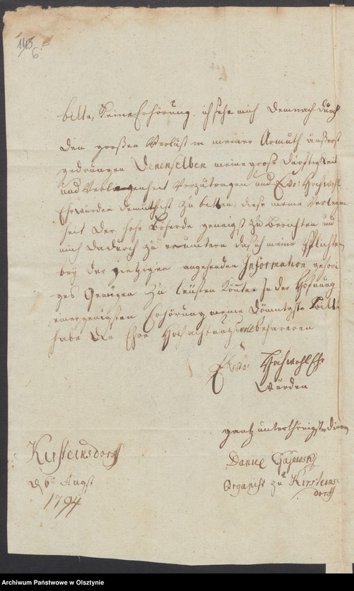 image.from.unit.number "Die Reparatur der Kirschsteindorfschen [Kiersztanowo] Organisten Wohnung"