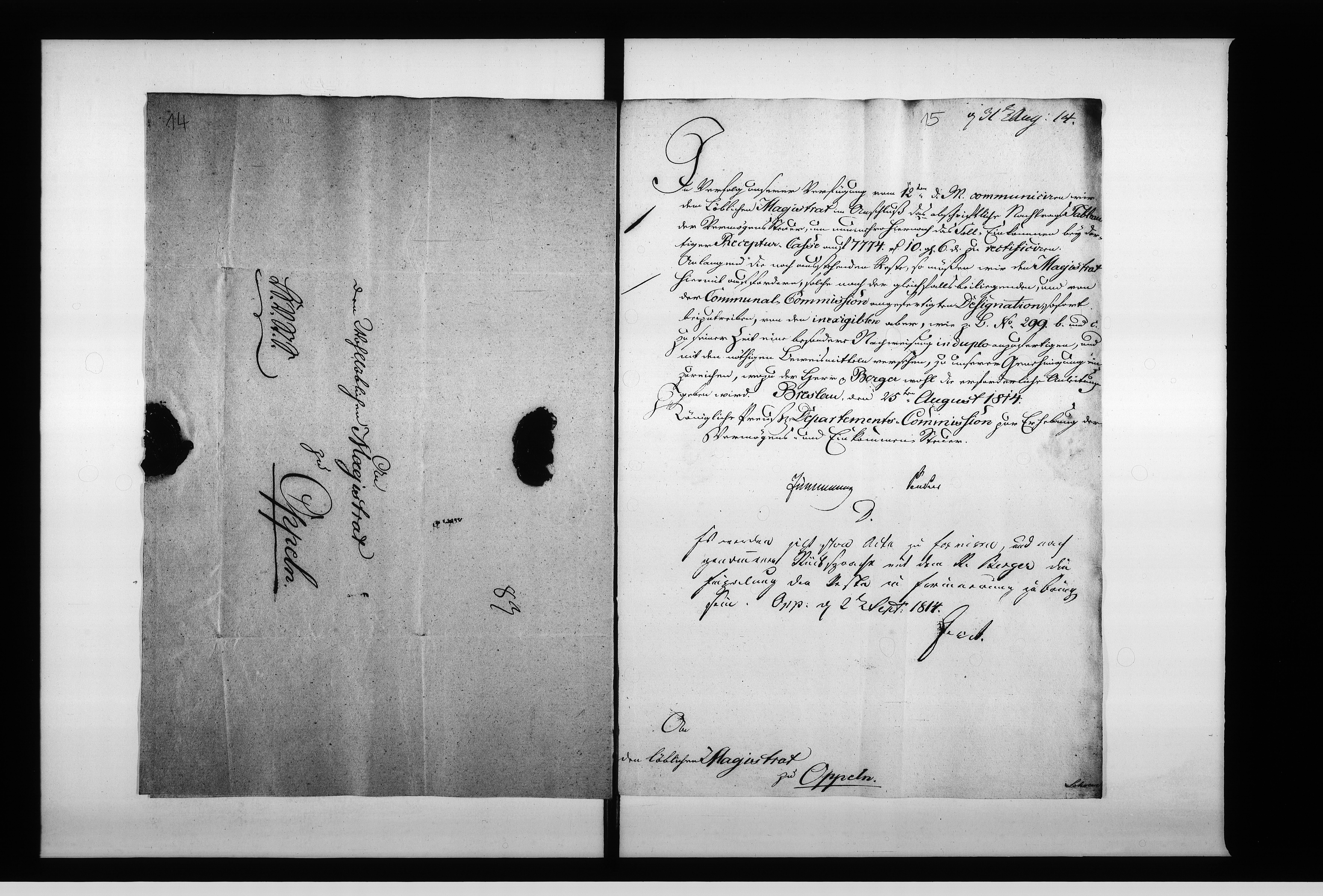 Obraz 16 z jednostki "Acta Generaliades Magistrats zu Oppeln von Beytreibung der Vermögens und Einkommens Steuer-Reste bey der Stadt Oppeln Vol. I de anno 1814"