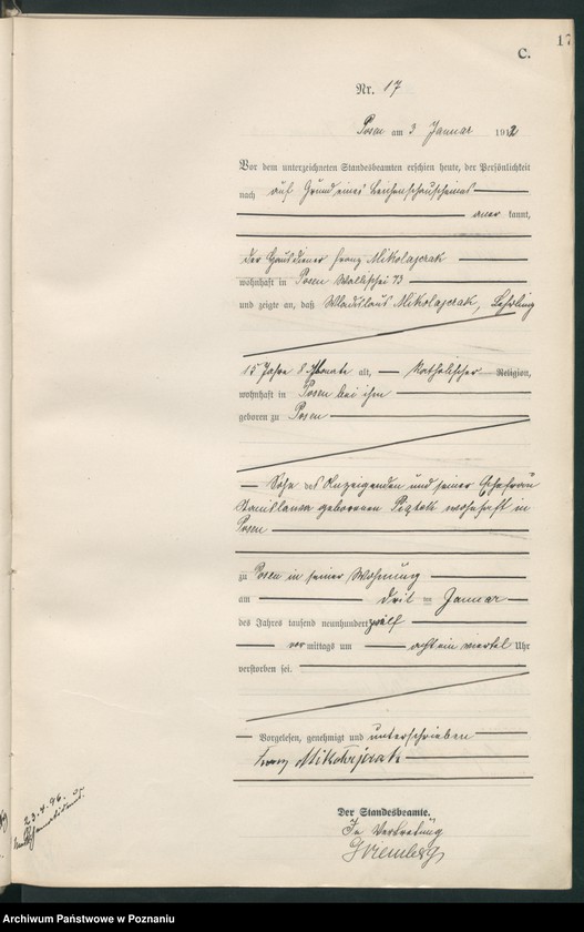 Obraz 19 z jednostki "Księga miejscowa zgonów tom I [Rejestr główny zgonów]"