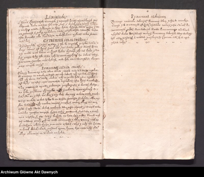 image.from.unit.number "„Moda bardzo dobra smażenia różnych konfektów i innych słodkości, a także przyrządzania wszelakich potraw, pieczenia chleba i inne sekreta gospodarskie i kuchenne” (brak karty tytułowej, wycięta w celu zatarcia proweniencji)."