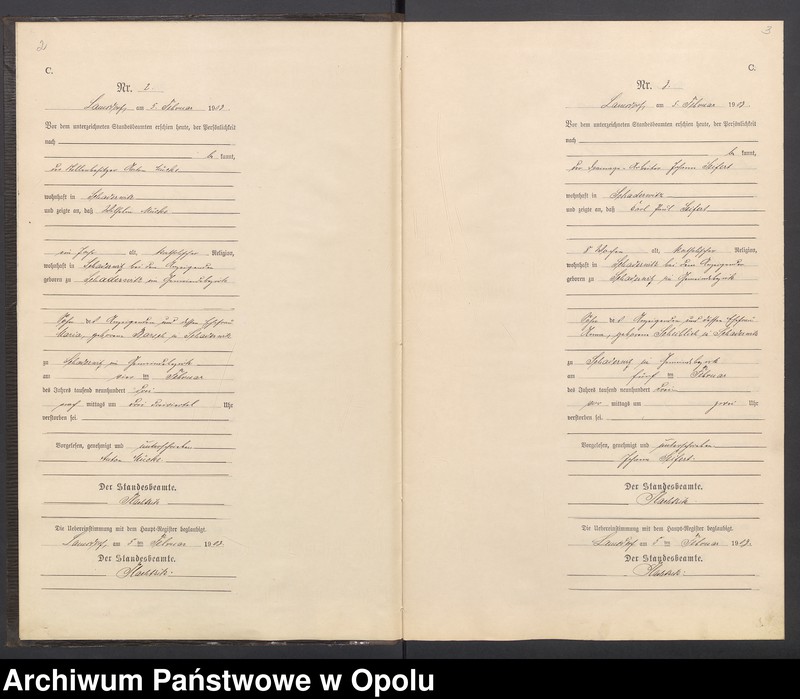 Obraz z jednostki "Sterbe-Neben-Register des Standesamts Lamsdorf pro 1903"