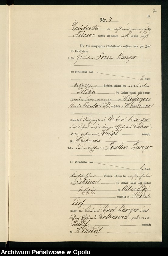 Obraz 11 z jednostki "Heiraths-Neben-Register des Standesamts Deutsch Wette pro 1886"