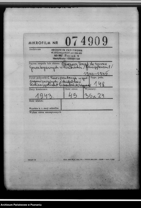 Obraz 2 z jednostki "[Korespondencja w sprawach organizacyjnych i działalności], Kreissippenamt Eichenbrück[/Wągrowiec]"