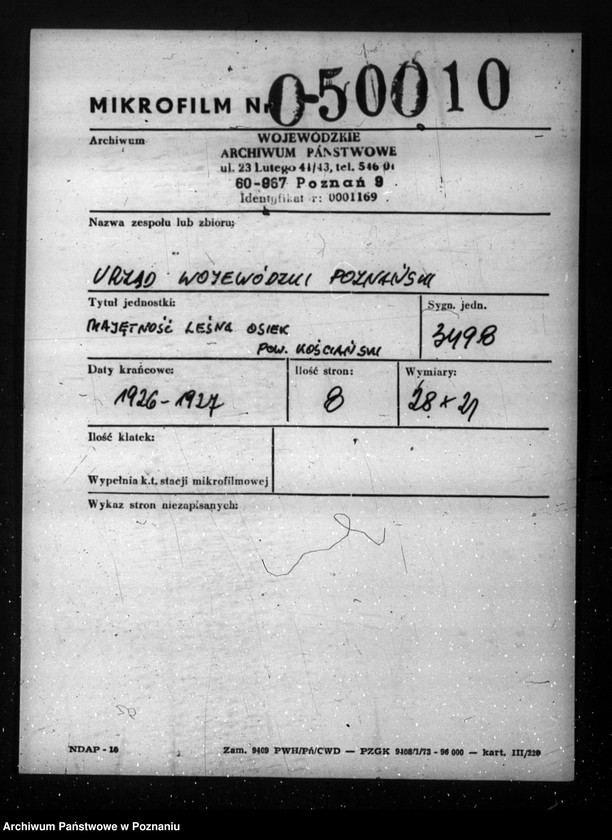 Obraz 2 z jednostki "Majętność leśna Osiek powiat kościański"