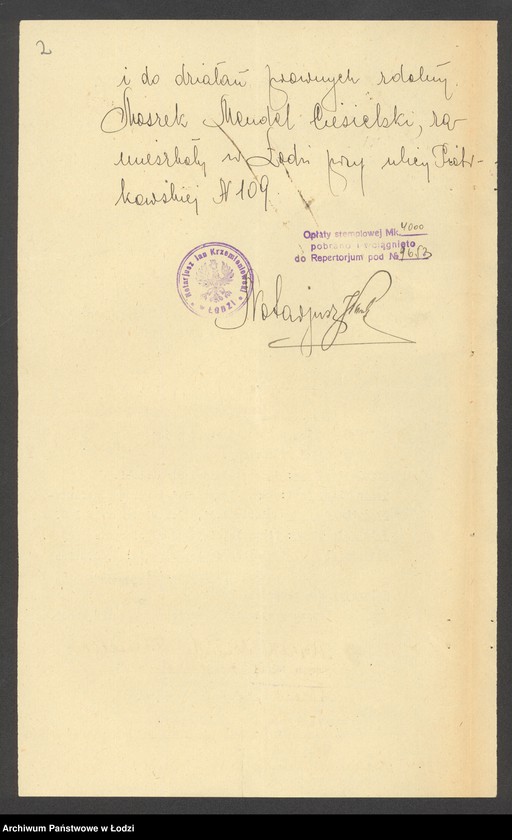 Obraz 4 z jednostki "Moszek Mendel Ciesielski - kupno i sprzedaż towarów manufakturowych"