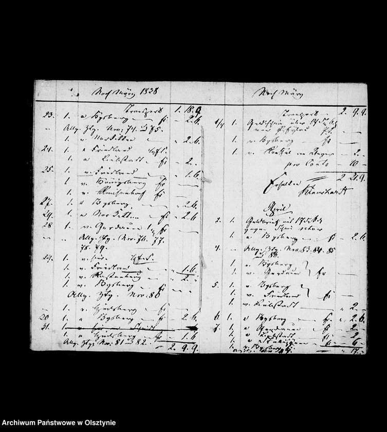 image.from.unit.number "Post- Conto- Buch der Postexpedition Bartenstein für Juditten"